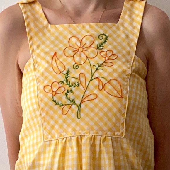 Vintage 70’s yellow gingham apron dress Small - Picture 3 of 3